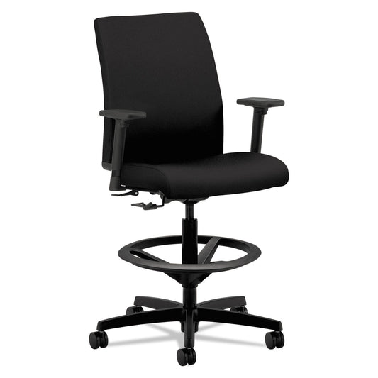 HON Ignition Series Low-Back Task Stool, Supports Up to 300 lb, 24" to 33" Seat Height, Black
