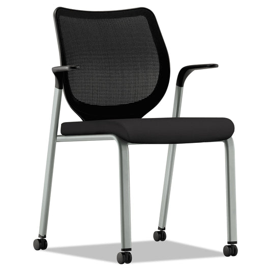 HON Nucleus Series Multipurpose Stacking Chair, ilira-Stretch M4 Back, Supports Up to 300 lb, Black Seat/Back, Platinum Base