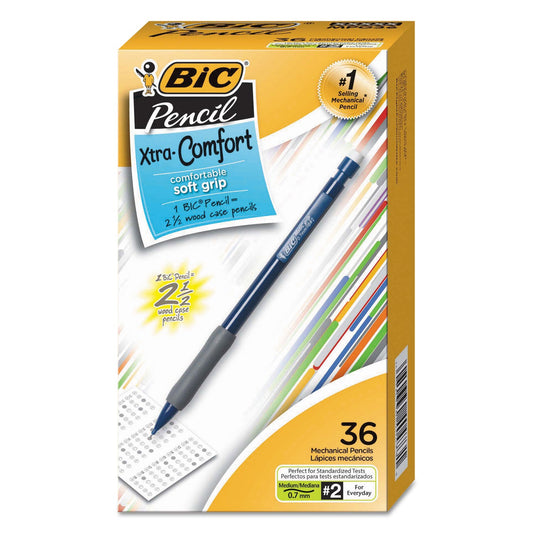 BIC Xtra-Comfort Mechanical Pencil Value Pack, 0.7 mm, HB (#2.5), Black Lead, Assorted Barrel Colors, 36/Pack