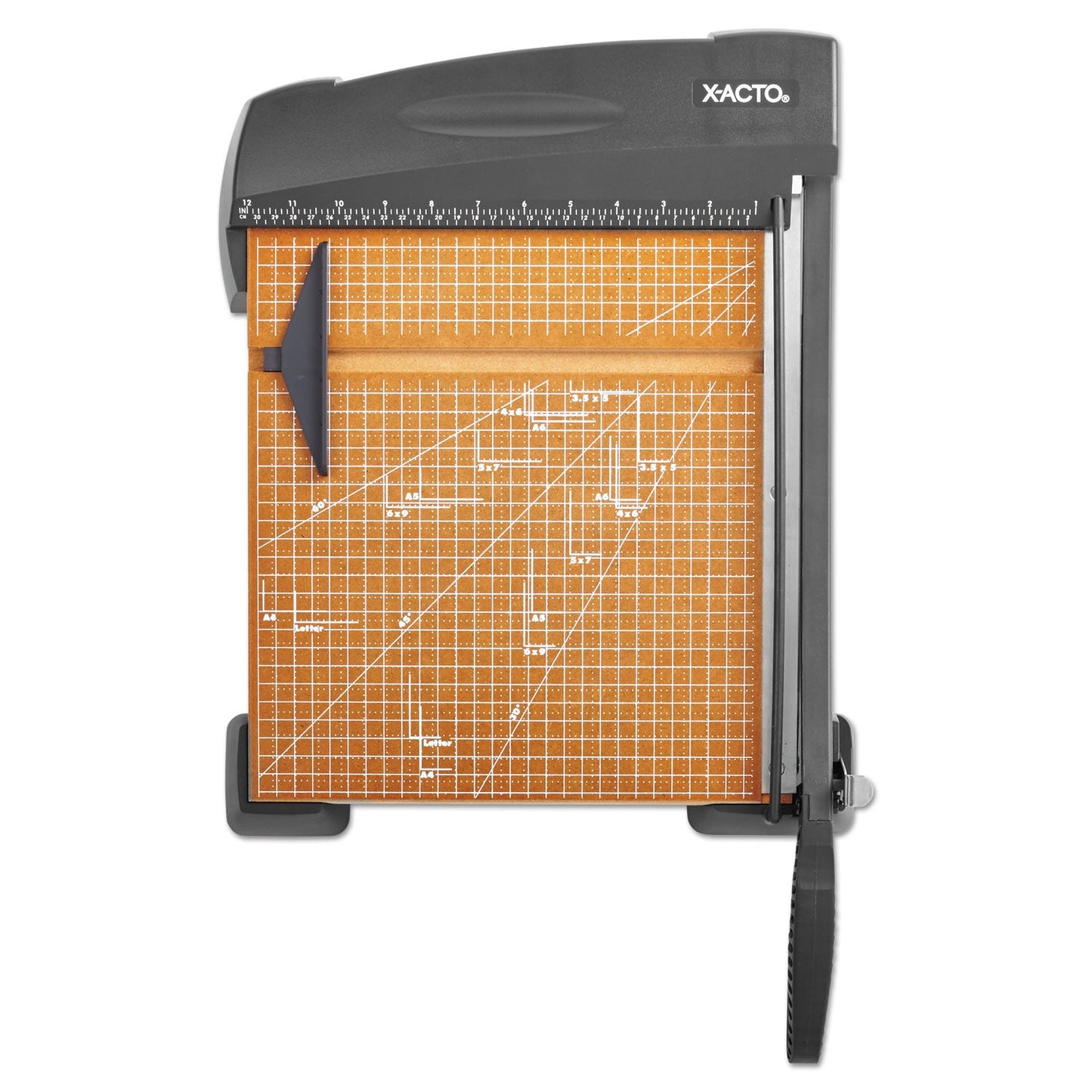 X-ACTO Heavy-Duty Wood Base Guillotine Trimmer, 12 Sheets, 12" Cut Length, 12 x 12