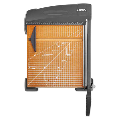 X-ACTO Heavy-Duty Wood Base Guillotine Trimmer, 12 Sheets, 12" Cut Length, 12 x 12