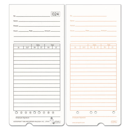 Acroprint Time Clock Cards for Acroprint ATR480, Two Sides, 7.5 x 3.35, 50/Pack