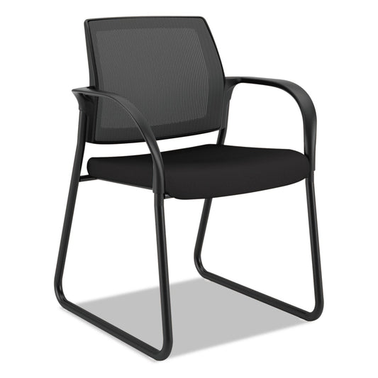 HON Ignition Series Mesh Back Guest Chair with Sled Base, 25" x 22" x 34", Black