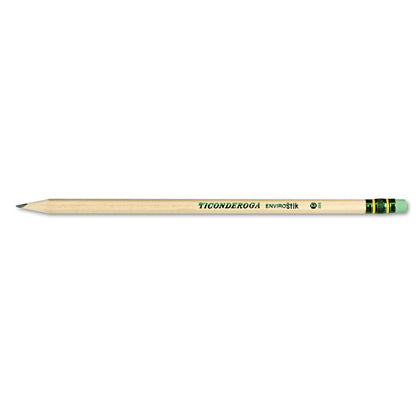 Ticonderoga EnviroStiks Pencil, HB (#2), Black Lead, Natural Woodgrain Barrel, Dozen