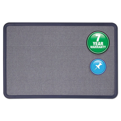 Quartet Contour Fabric Bulletin Board, 36 x 24, Light Blue, Plastic Navy Blue Frame