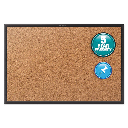 Quartet Classic Series Cork Bulletin Board, 36x24, Black Aluminum Frame