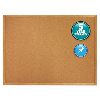 Quartet Classic Series Cork Bulletin Board, 36 x 24, Oak Finish Frame