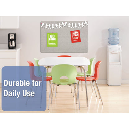 Quartet Oval Office Fabric Bulletin Board, 36 x 24, Gray