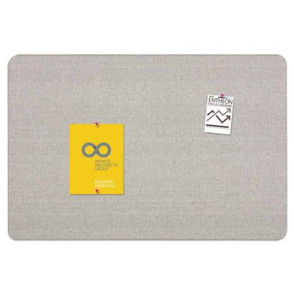 Quartet Oval Office Fabric Bulletin Board, 36 x 24, Gray