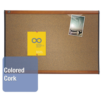 Quartet Prestige Bulletin Board, Brown Graphite-Blend Surface, 36 x 24, Cherry Frame