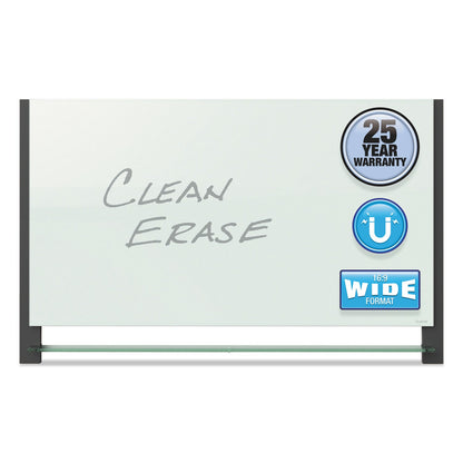 Quartet Evoque Magnetic Glass Marker Board with Black Aluminum Frame, 74 x 42, White