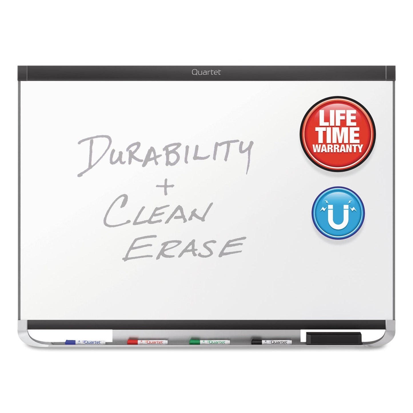 Quartet Prestige 2 DuraMax Magnetic Porcelain Whiteboard, 96 x 48, Black Frame