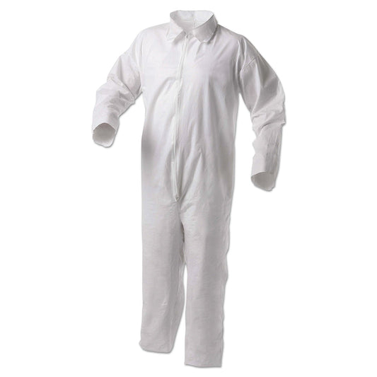 KleenGuard A35 Liquid and Particle Protection Coveralls, Zipper Front, 3X-Large, White, 25/Carton