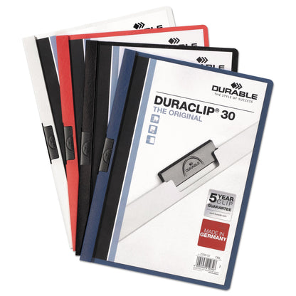 Durable DuraClip Report Cover, Clip Fastener, 8.5 x 11, Clear/Maroon, 25/Box