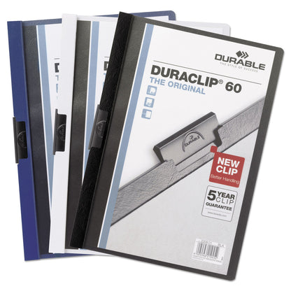 Durable DuraClip Report Cover with Clip Fastener, 8.5 x 11, Clear/Navy, 25/Box