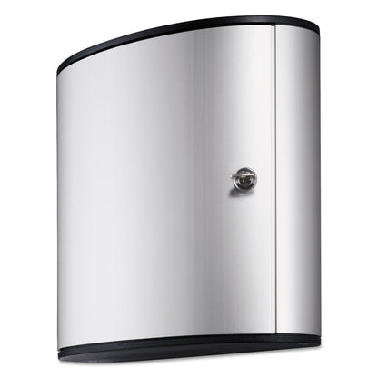 Durable Locking Key Cabinet, 36-Key, Brushed Aluminum, Silver, 11.75 x 4.63 x 11