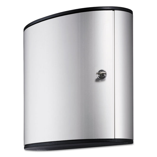 Durable Locking Key Cabinet, 36-Key, Brushed Aluminum, Silver, 11.75 x 4.63 x 11
