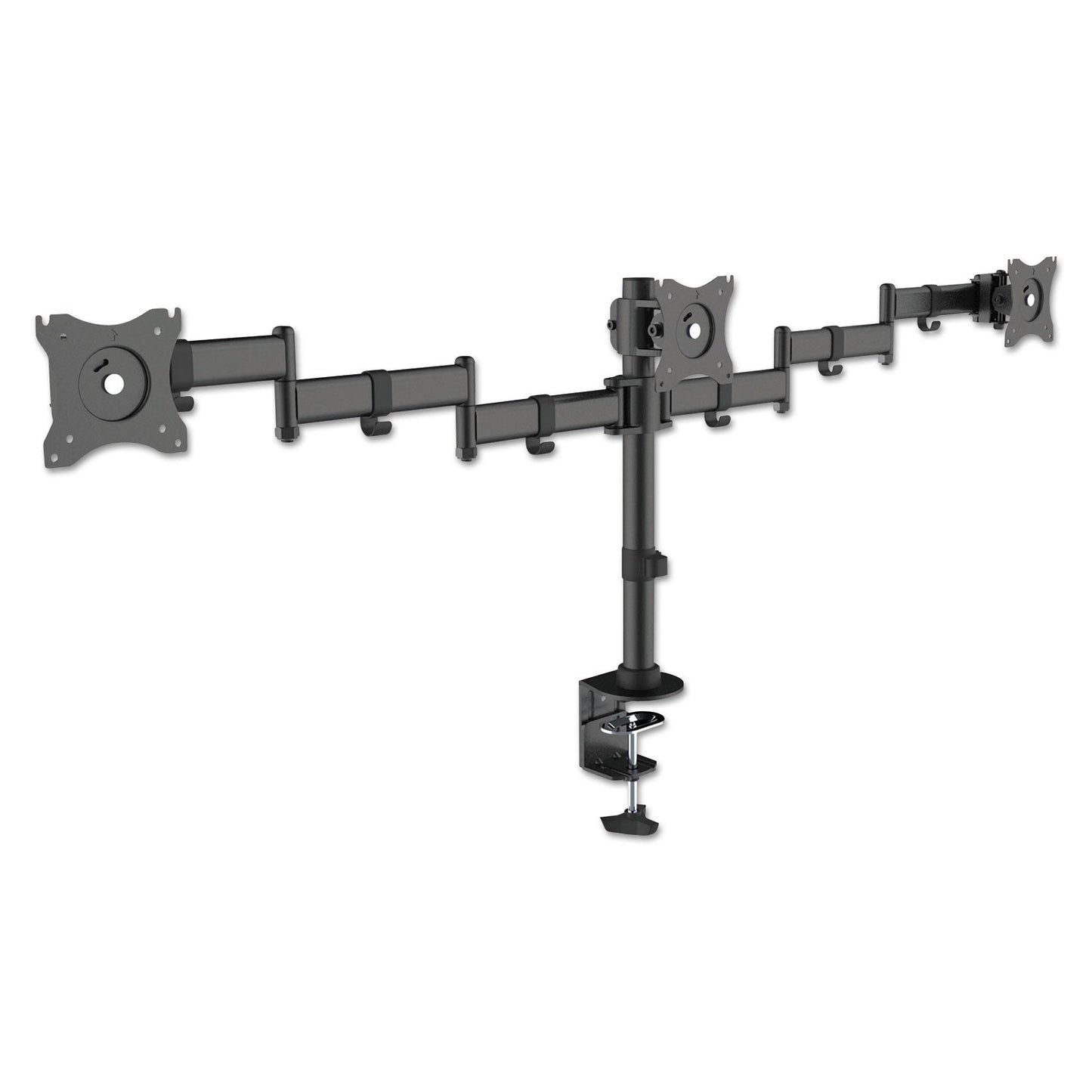 Kantek Articulating Triple Monitor Arms, For 13" to 27" Monitors, 360 deg Rotation, 45 deg Tilt, 180 deg Pan, Black, Supports 18 lb