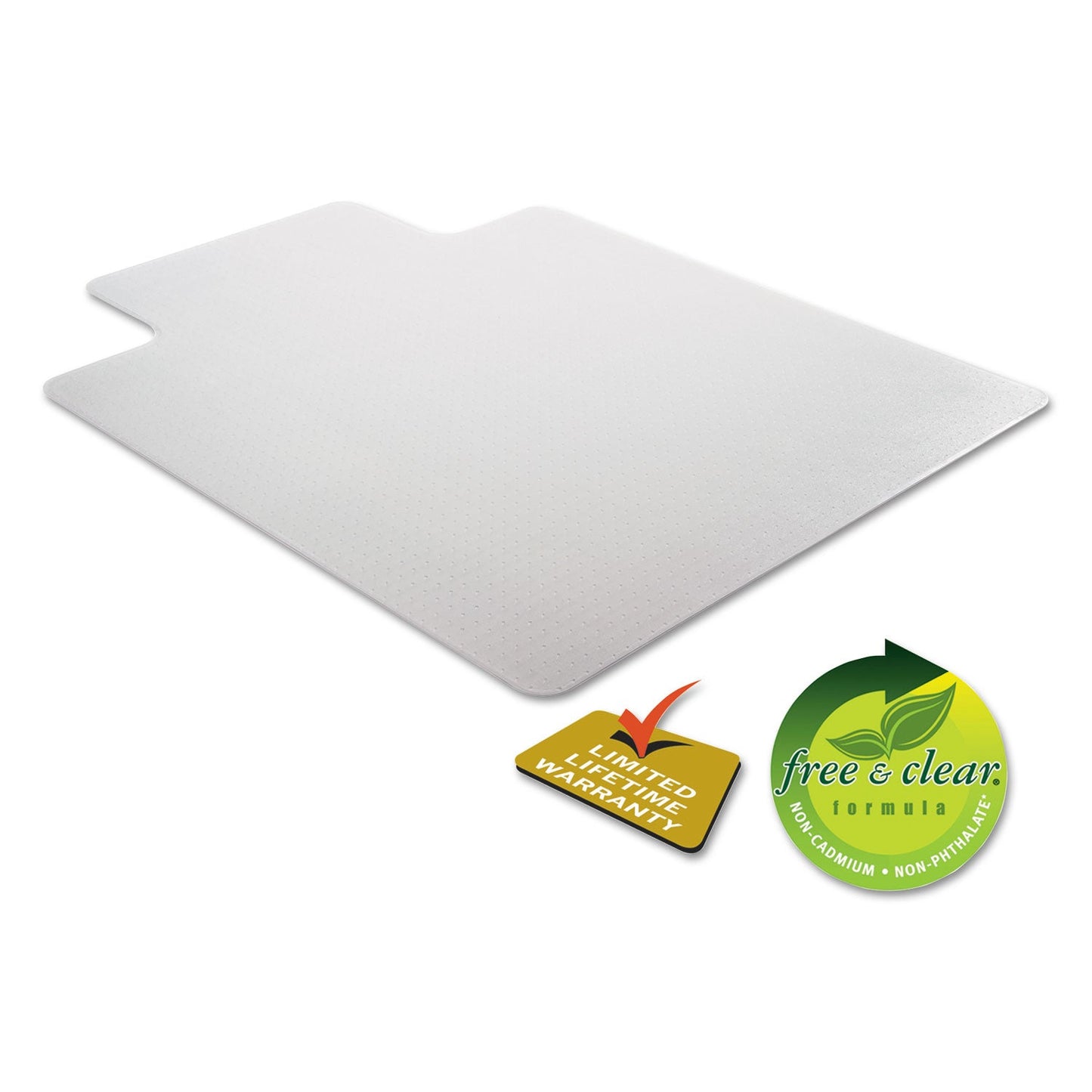 Alera Occasional Use Studded Chair Mat for Flat Pile Carpet, 36 x 48, Lipped, Clear
