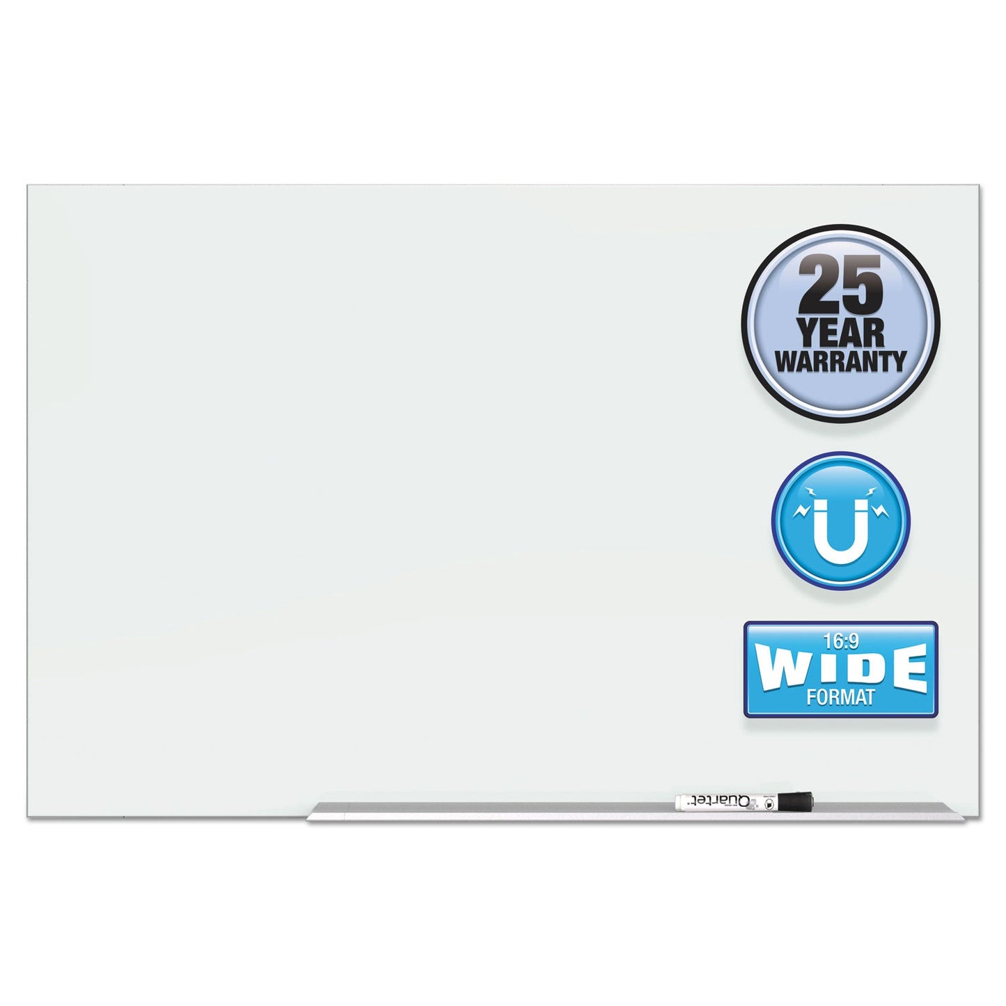 Quartet Element Framed Magnetic Glass Dry-Erase Boards, 50" x 28", Aluminum Frame