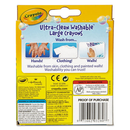 Crayola Ultra-Clean Washable Crayons, Large, 8 Colors/Box