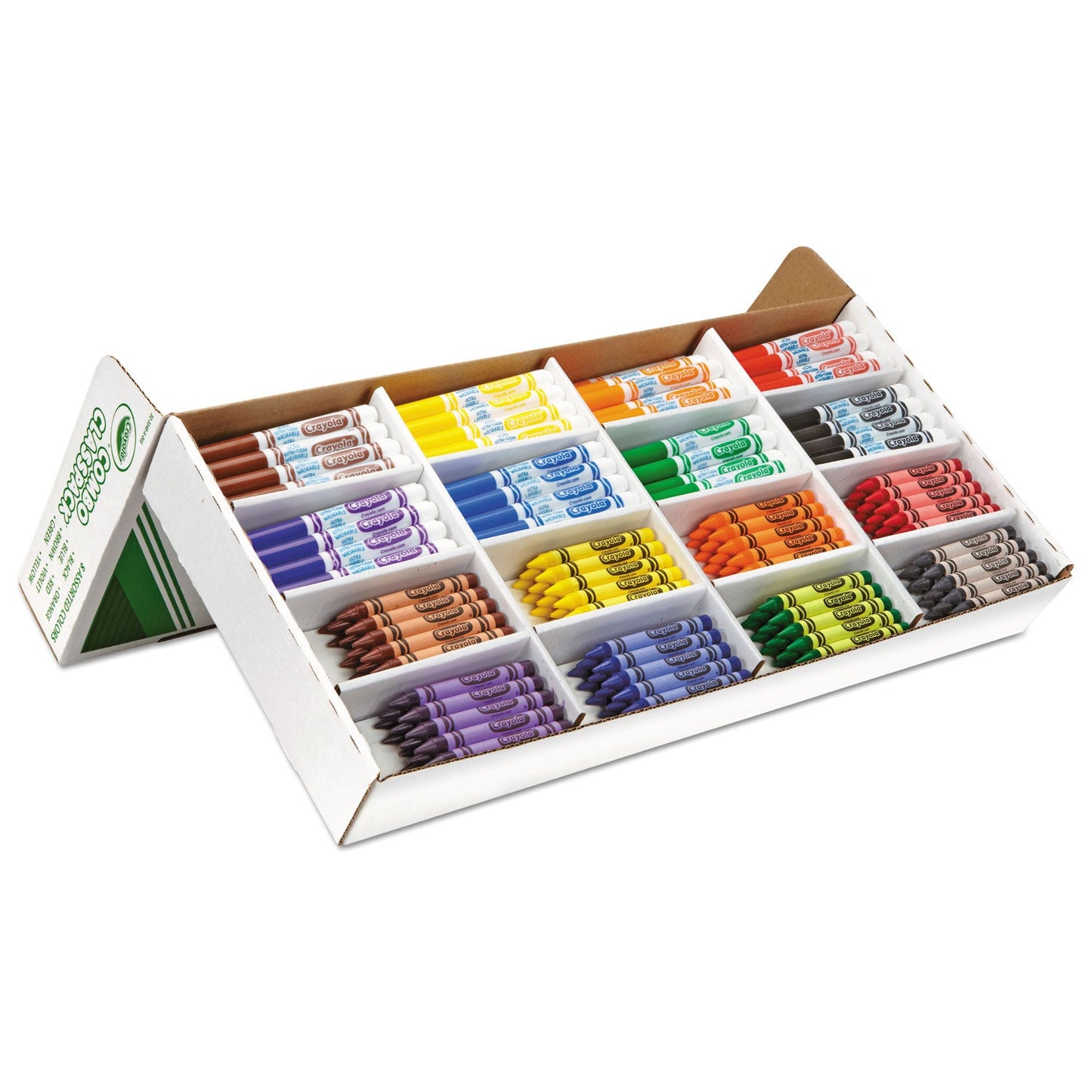 Crayola Crayon and Ultra-Clean Washable Marker Classpack, 8 Colors, 128 Each Crayons/Markers, 256/Box