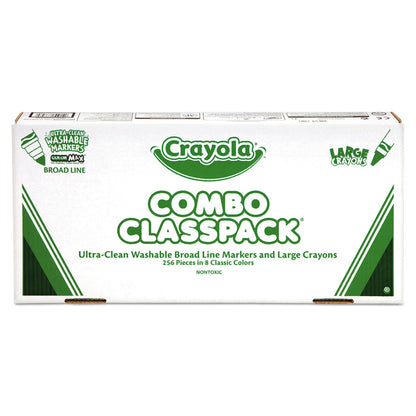 Crayola Crayon and Ultra-Clean Washable Marker Classpack, 8 Colors, 128 Each Crayons/Markers, 256/Box