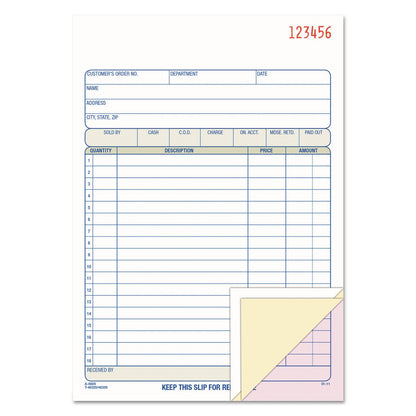Adams TOPS Sales/Order Book, Three-Part Carbonless, 7.95 x 5.56, 1/Page, 50 Forms