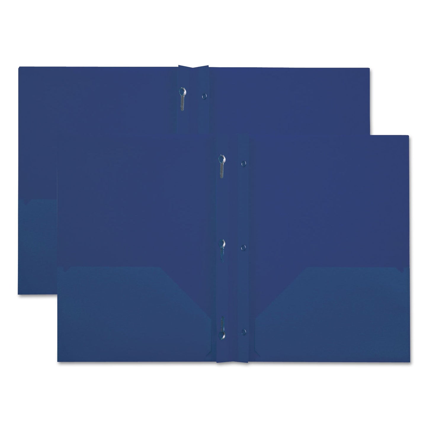 Universal Plastic Twin-Pocket Report Covers, Three-Prong Fastener, 11 x 8.5, Roya Blue/ Royal Blue, 10/Pack