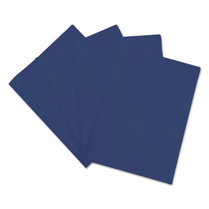 Universal Plastic Twin-Pocket Report Covers, Three-Prong Fastener, 11 x 8.5, Roya Blue/ Royal Blue, 10/Pack