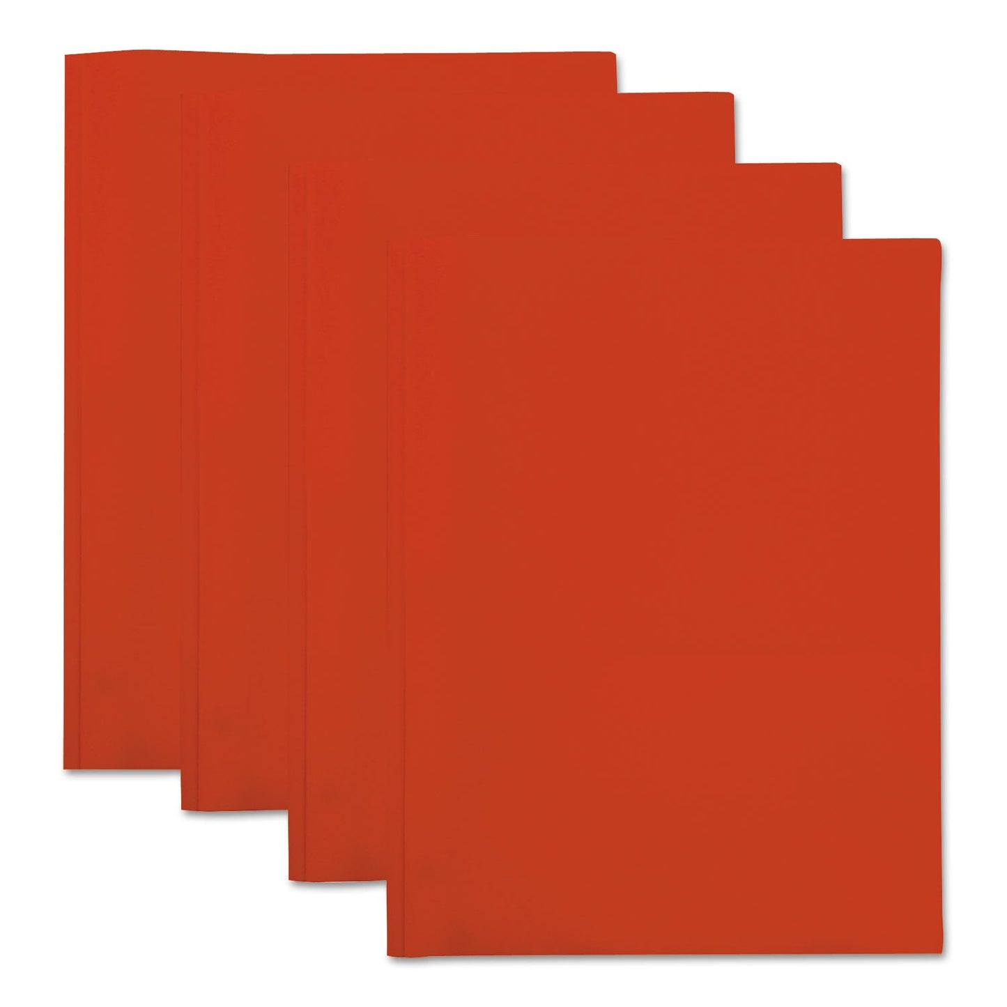 Universal Plastic Twin-Pocket Report Covers, Three-Prong Fastener, 11 x 8.5,  Red/Red, 10/Pack