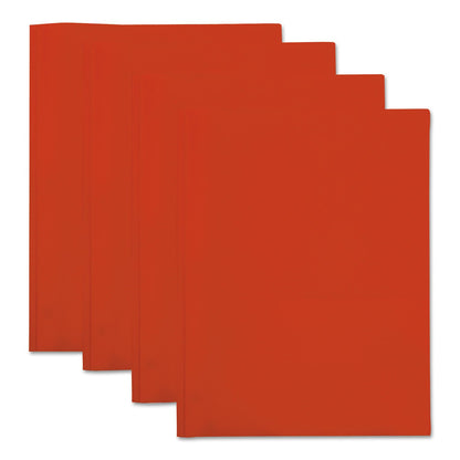Universal Plastic Twin-Pocket Report Covers, Three-Prong Fastener, 11 x 8.5,  Red/Red, 10/Pack