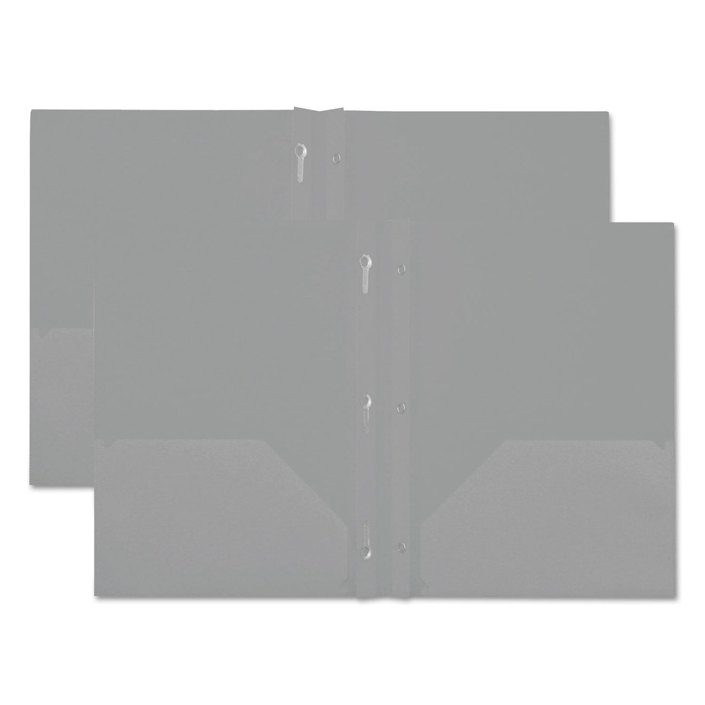 Universal Plastic Twin-Pocket Report Covers with Three-Prong Fastener, 11 x 8.5, White/White, 10/Pack