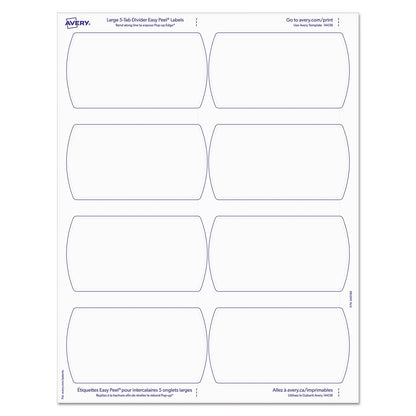 Avery Big Tab Printable Large White Label Tab Dividers, 5-Tab, 11 x 8.5, White, 20 Sets