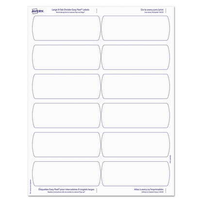 Avery Big Tab Printable Large White Label Tab Dividers, 8-Tab, 11 x 8.5, White, 20 Sets