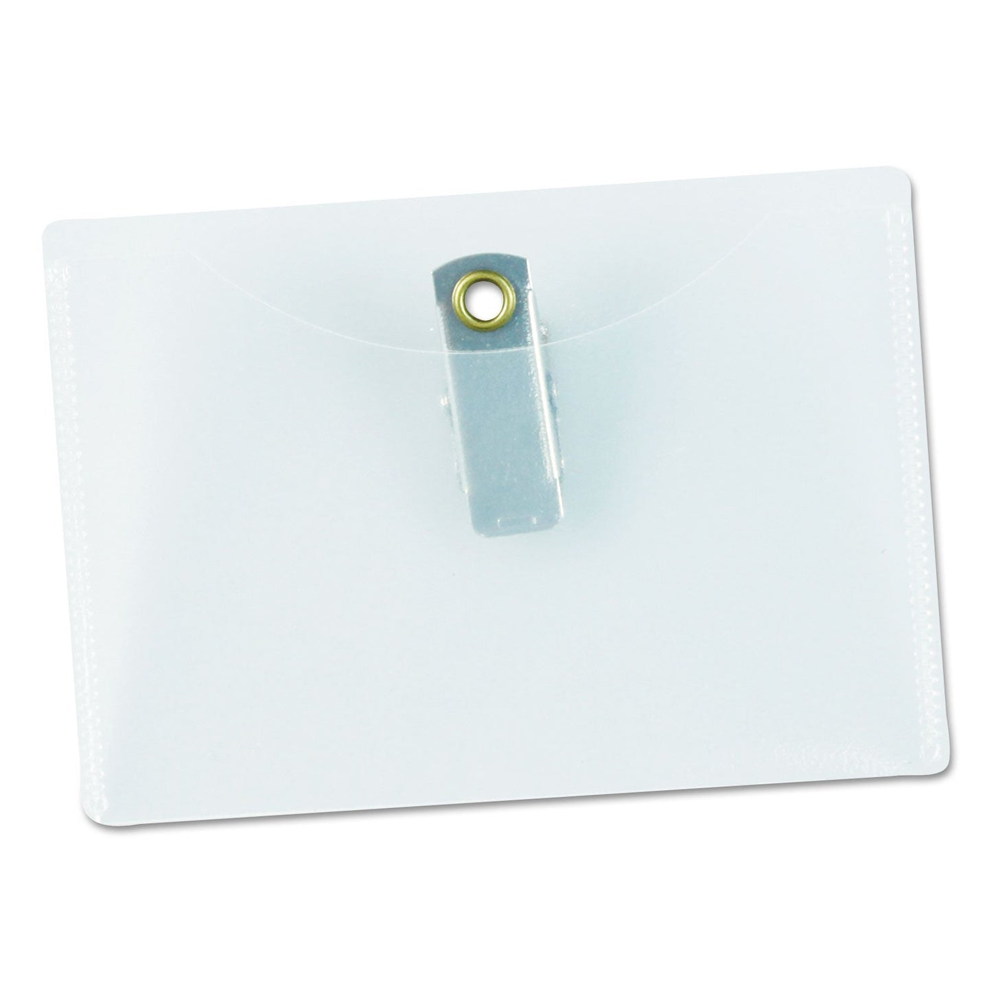 Universal Clear Badge Holders w/Garment-Safe Clips, 2 1/4 x 3 1/2, White Inserts, 50/Box