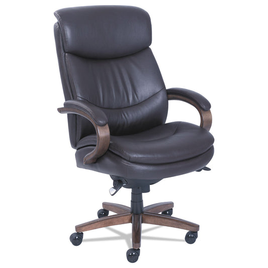 La-Z-Boy Woodbury Big/Tall Executive Chair, Supports Up to 400 lb, 20.25" to 23.25" Seat Height, Brown Seat/Back, Weathered Sand Base
