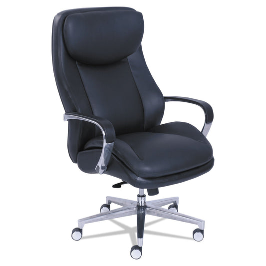 La-Z-Boy Commercial 2000 Big/Tall Executive Chair, Supports Up to 400 lb, 20.5" to 23.5" Seat Height, Black Seat/Back, Silver Base