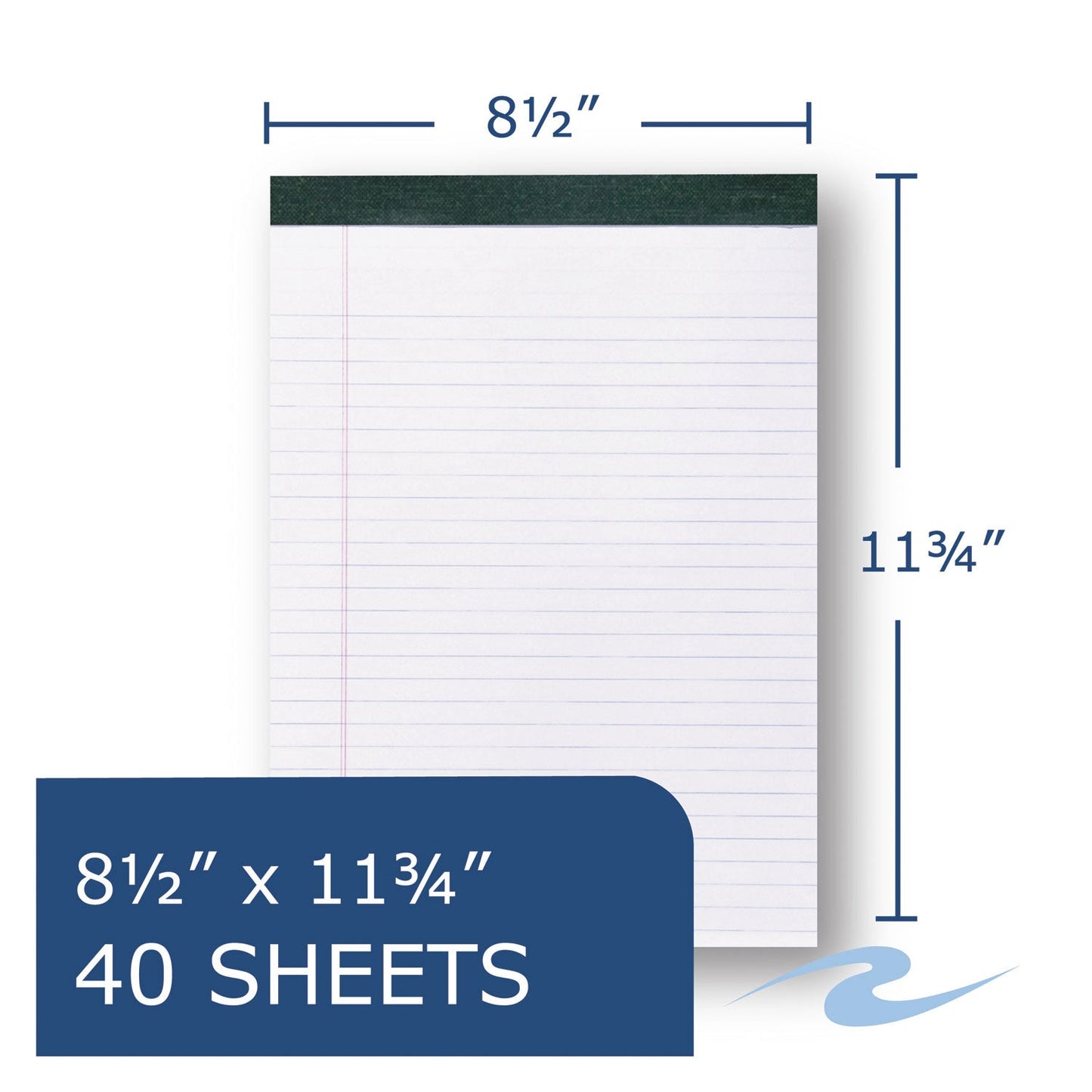Roaring Spring Recycled Legal Pad, Wide/Legal Rule, 40 White 8.5 x 11 Sheets, Dozen