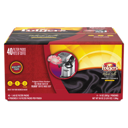 Folgers Coffee Filter Packs, Black Silk, 1.4 oz Pack, 40Packs/Carton