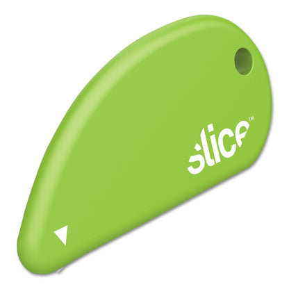 slice Safety Cutters, Fixed, Non Replaceable Micro Safety Blade, 0.1" Ceramic Blade, 2.4" Plastic Handle, Green