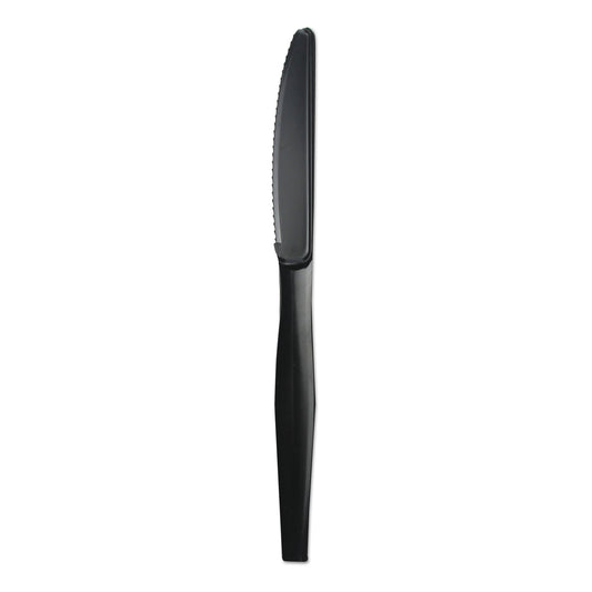 Boardwalk Heavyweight Polypropylene Cutlery, Knife, Black, 1000/Carton