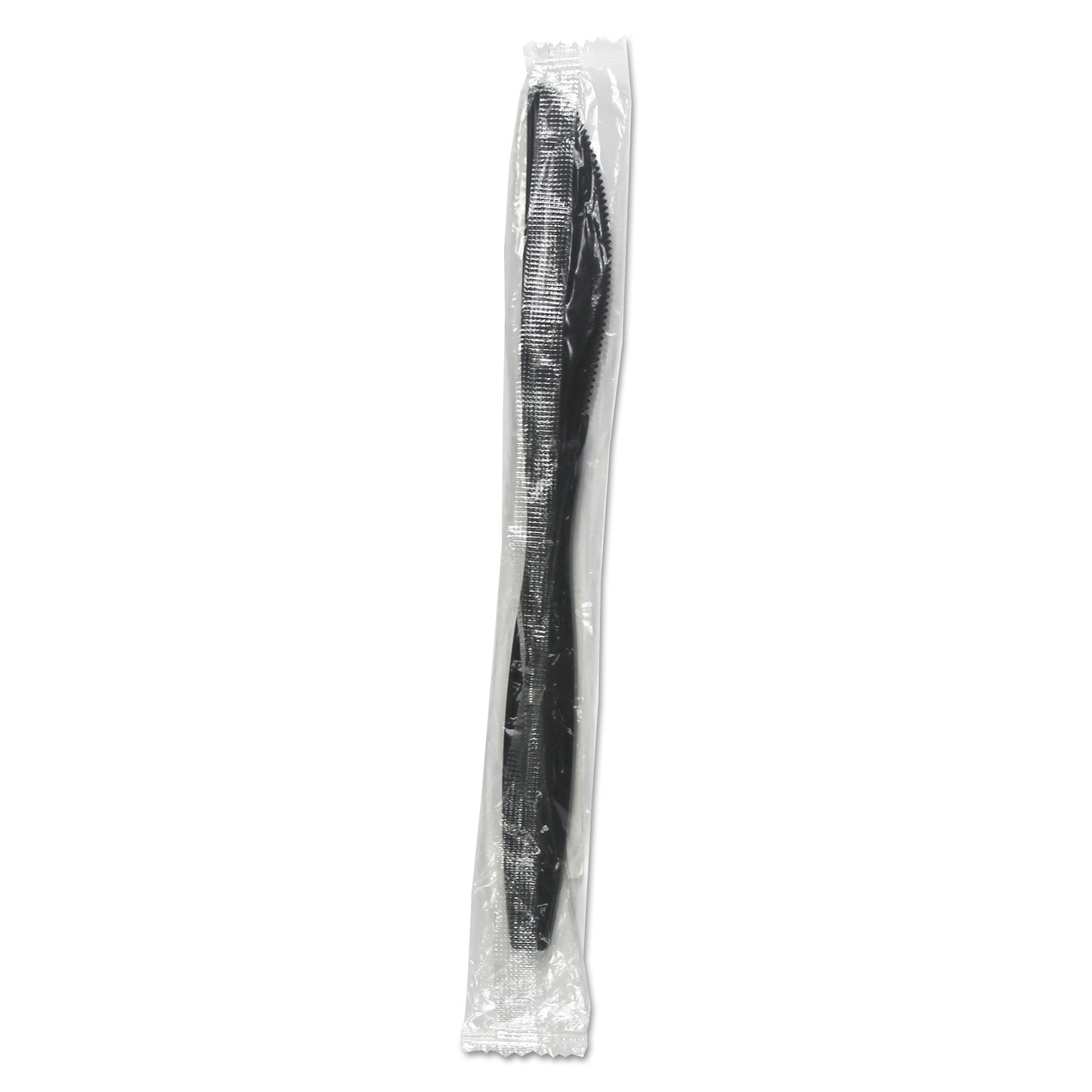 Boardwalk Heavyweight Wrapped Polypropylene Cutlery, Knife, Black, 1,000/Carton