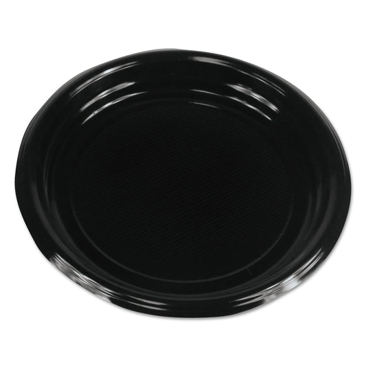 Boardwalk Hi-Impact Plastic Dinnerware, Plate, 9" dia, Black, 500/Carton