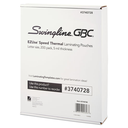GBC EZUse Thermal Laminating Pouches, 5 mil, 9" x 11.5", Gloss Clear, 200/Pack