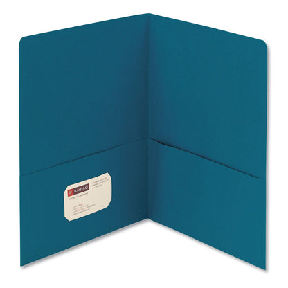 Smead Two-Pocket Folder, Textured Paper, 100-Sheet Capacity, 11 x 8.5, Teal, 25/Box