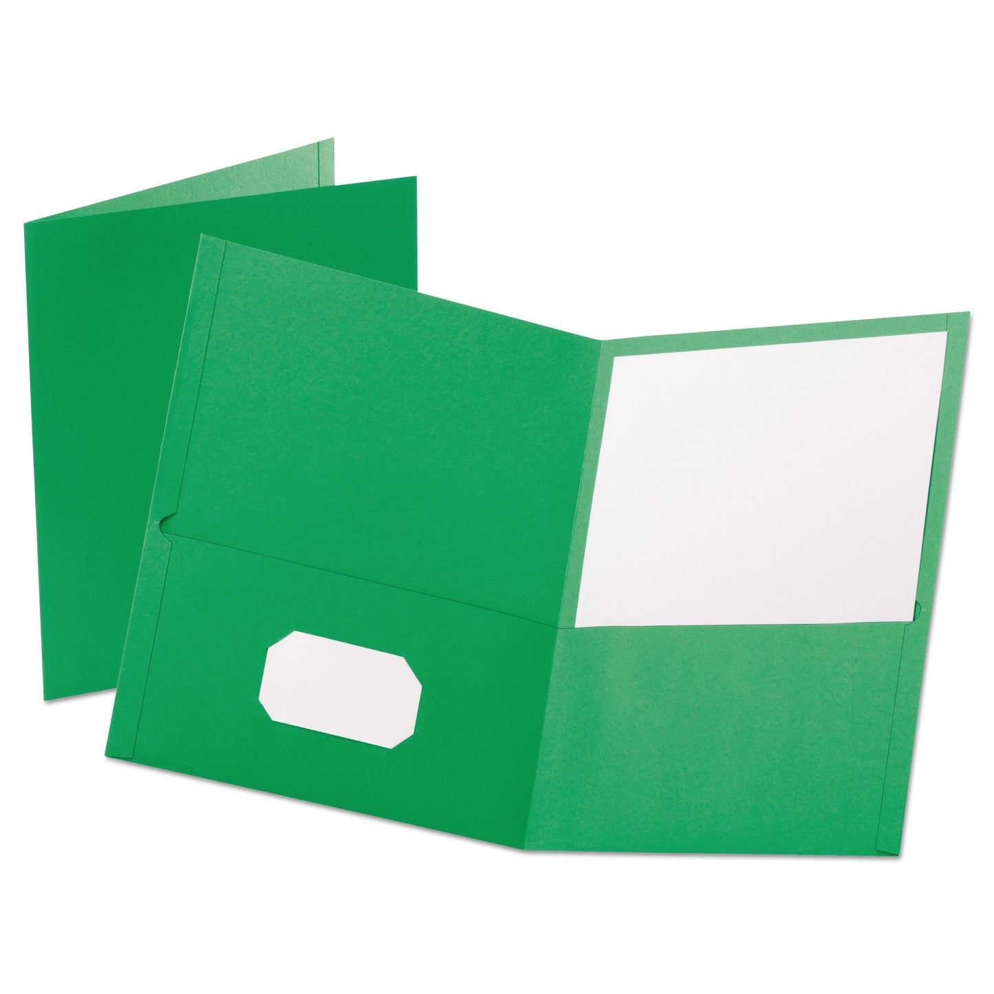 Oxford Leatherette Two Pocket Portfolio, 8.5 x 11, Green/Green, 10/Pack