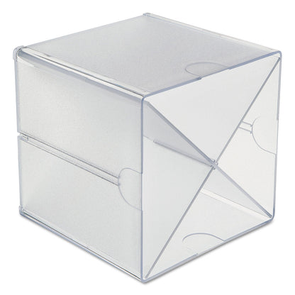 deflecto Stackable Cube Organizer, X Divider, 4 Compartments, Plastic, 6 x 7.2 x 6, Clear