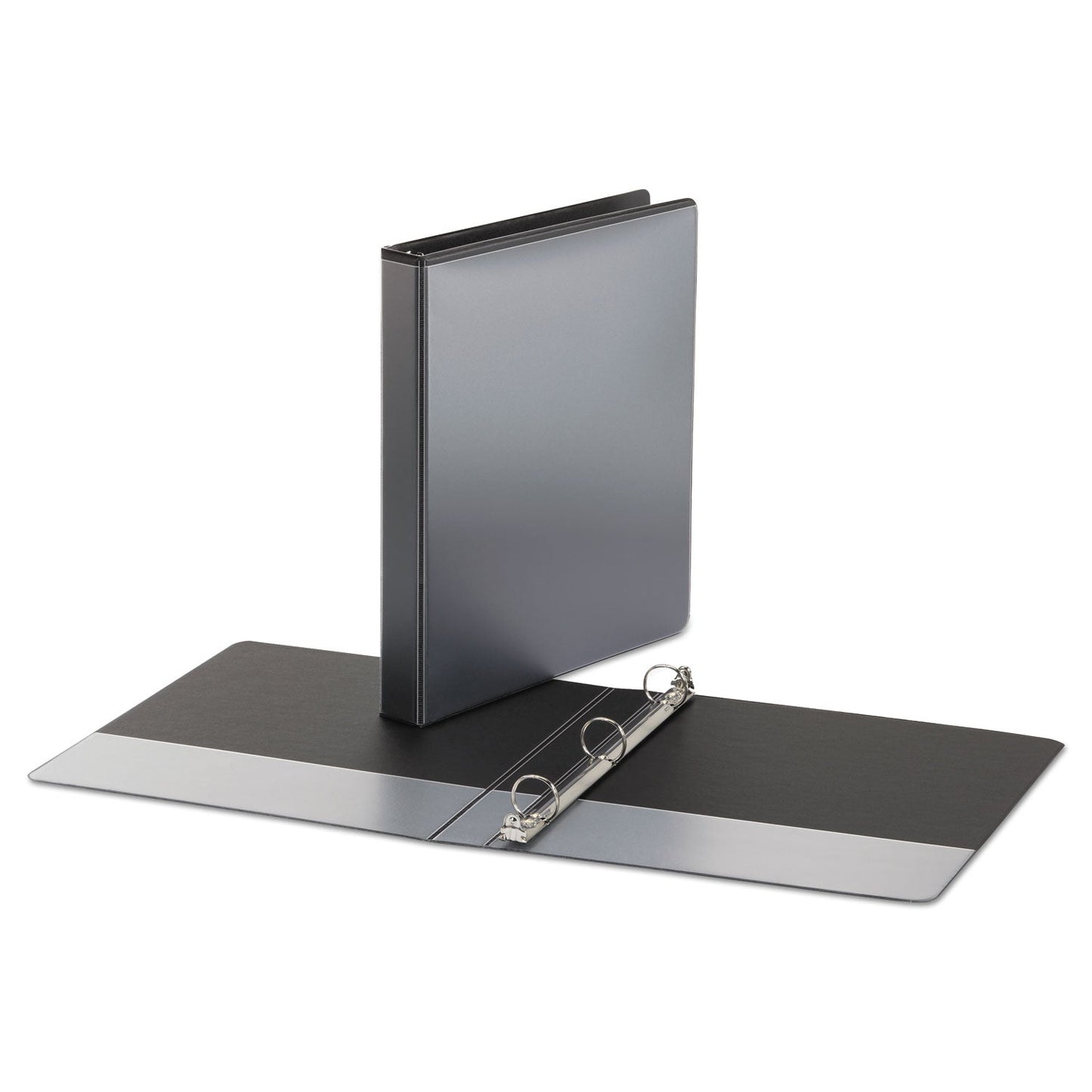 Office Impressions Economy Round Ring View Binder, 3 Rings, 1" Capacity, 11 x 8.5, Black