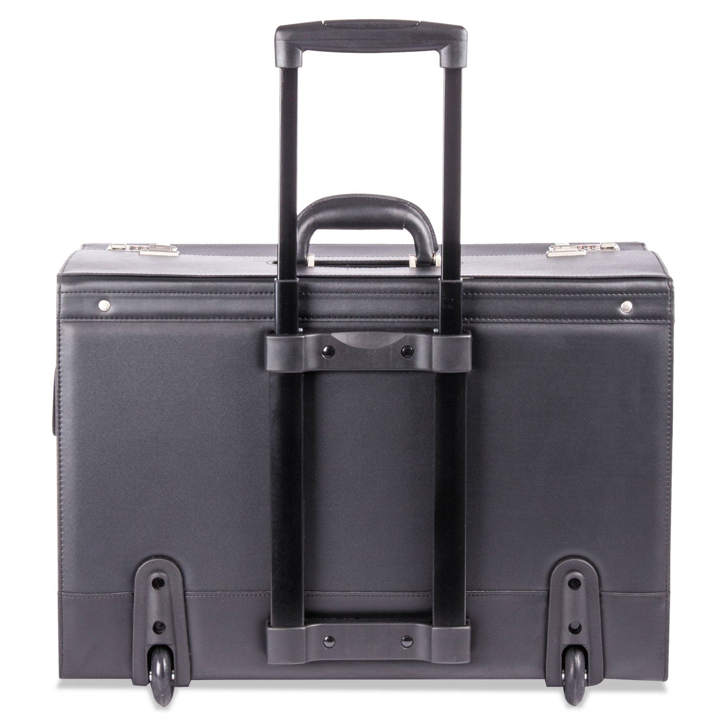 STEBCO Rolling Catalog Case, Fits Devices Up to 18.4", Leather/Riveted Steel/Tufide, 21.75 x 9.75 x 15.5, Black
